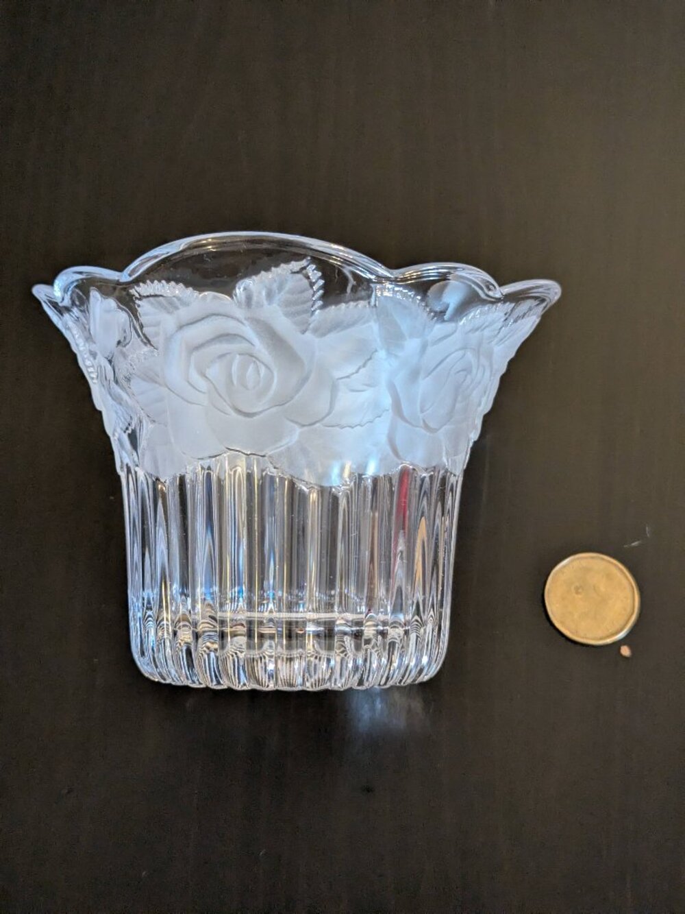 Vintage Mikasa Winter Rose frosted glass potpourri bowl